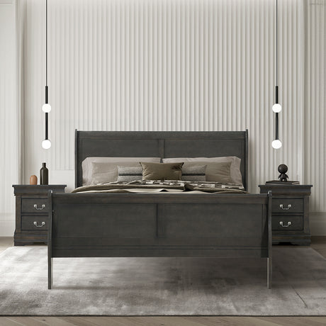 Louis Philippe Dark Gray Eastern King Bed - Ornate Home