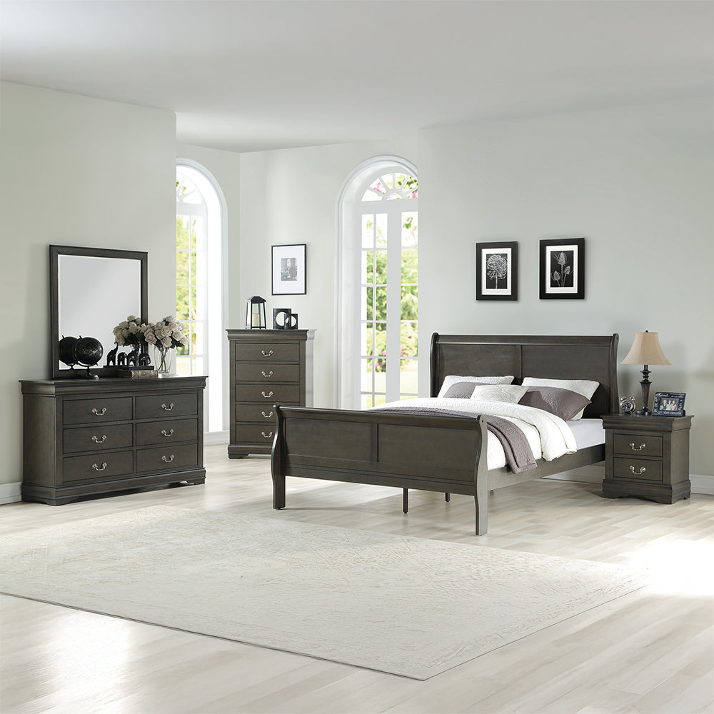 Louis Philippe Dark Gray Eastern King Bed - Ornate Home