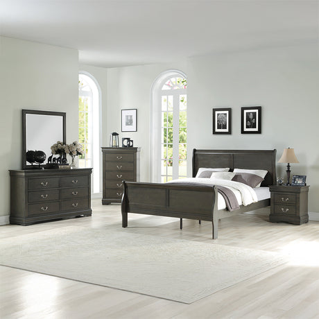 Louis Philippe Dark Gray Eastern King Bed - Ornate Home