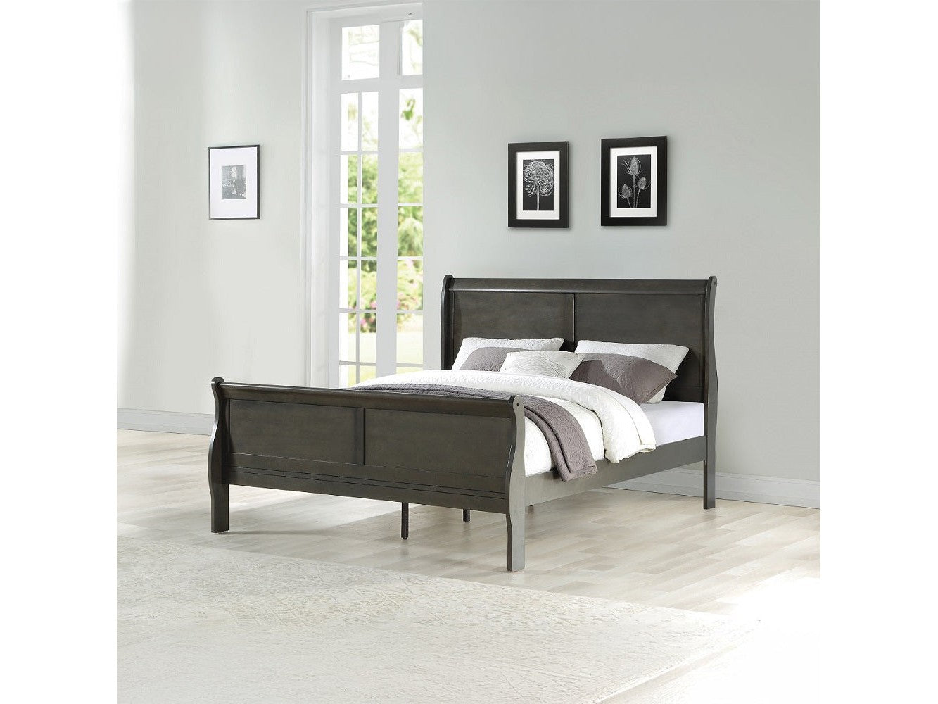 Louis Philippe Dark Gray Eastern King Bed - Ornate Home