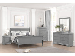 Louis Philippe Gray 5 Pc. Queen Bedroom Set w/ 2NS - Ornate Home