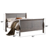 Louis Philippe III Antique Gray Twin Bed - Ornate Home