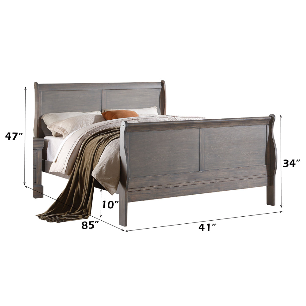 Louis Philippe III Antique Gray Twin Bed - Ornate Home