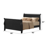 Louis Philippe III Black Eastern King Bed - Ornate Home