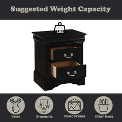 Louis Philippe III Black Nightstand - Ornate Home