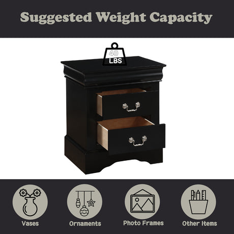 Louis Philippe III Black Nightstand - Ornate Home