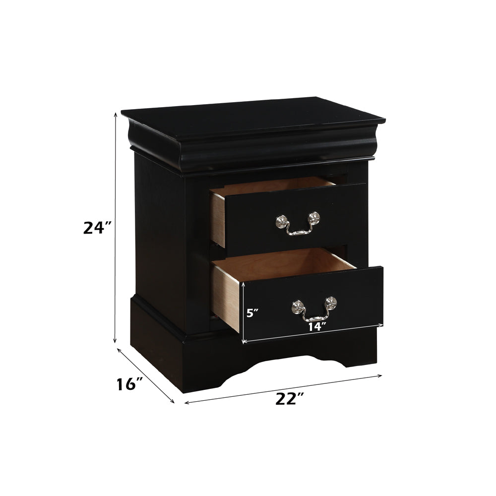 Louis Philippe III Black Nightstand - Ornate Home