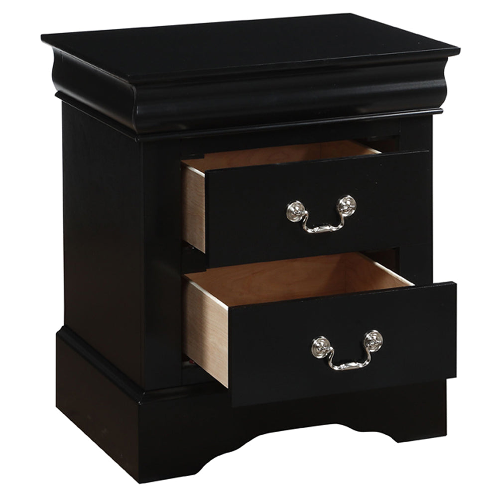 Louis Philippe III Black Nightstand - Ornate Home