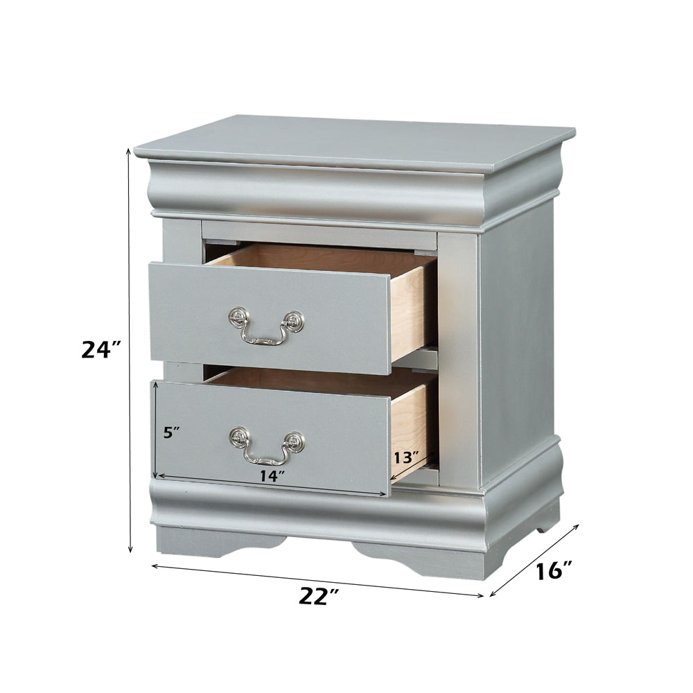 Louis Philippe III Platinum Nightstand - Ornate Home