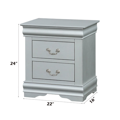 Louis Philippe III Platinum Nightstand - Ornate Home