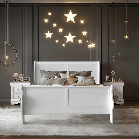 Louis Philippe III White Eastern King Bed - Ornate Home