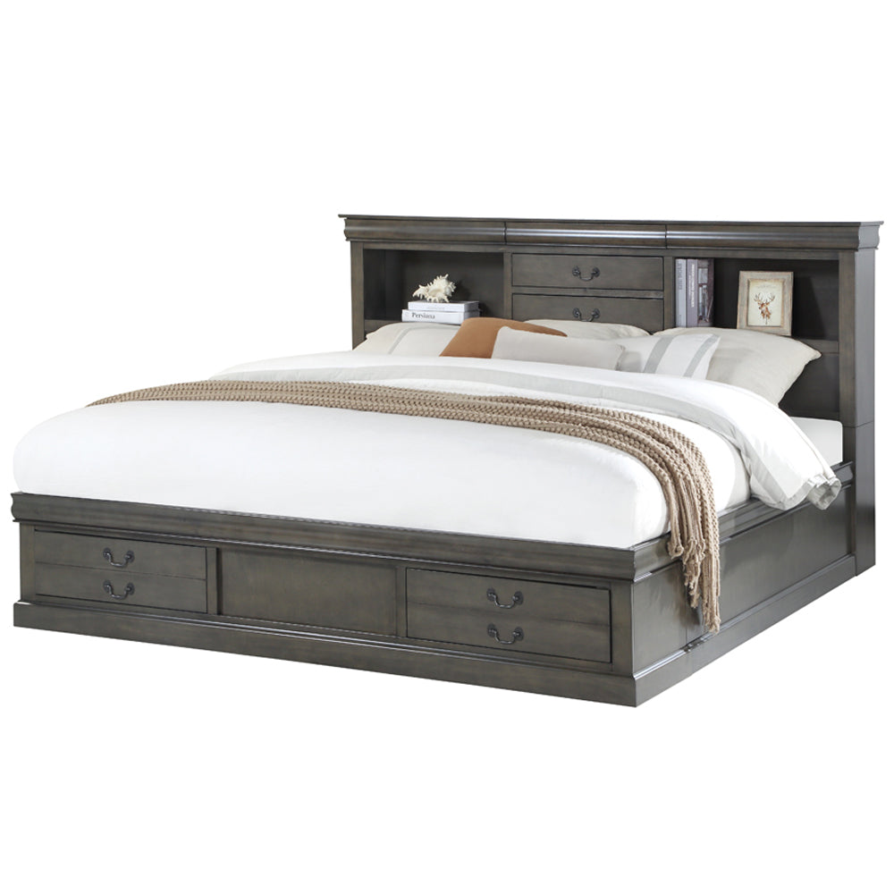 Louis Philippe IiI Dark Gray Eastern King Bed - Ornate Home