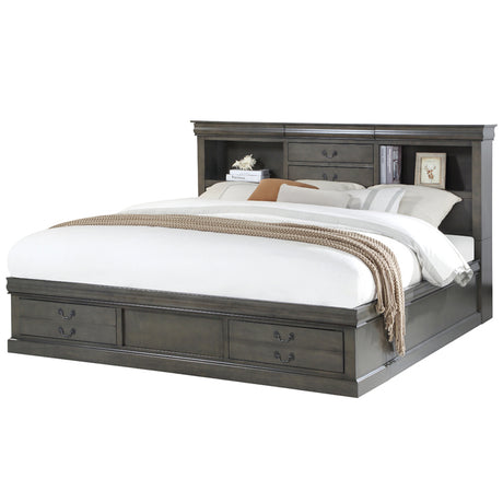 Louis Philippe IiI Dark Gray Queen Bed - Ornate Home