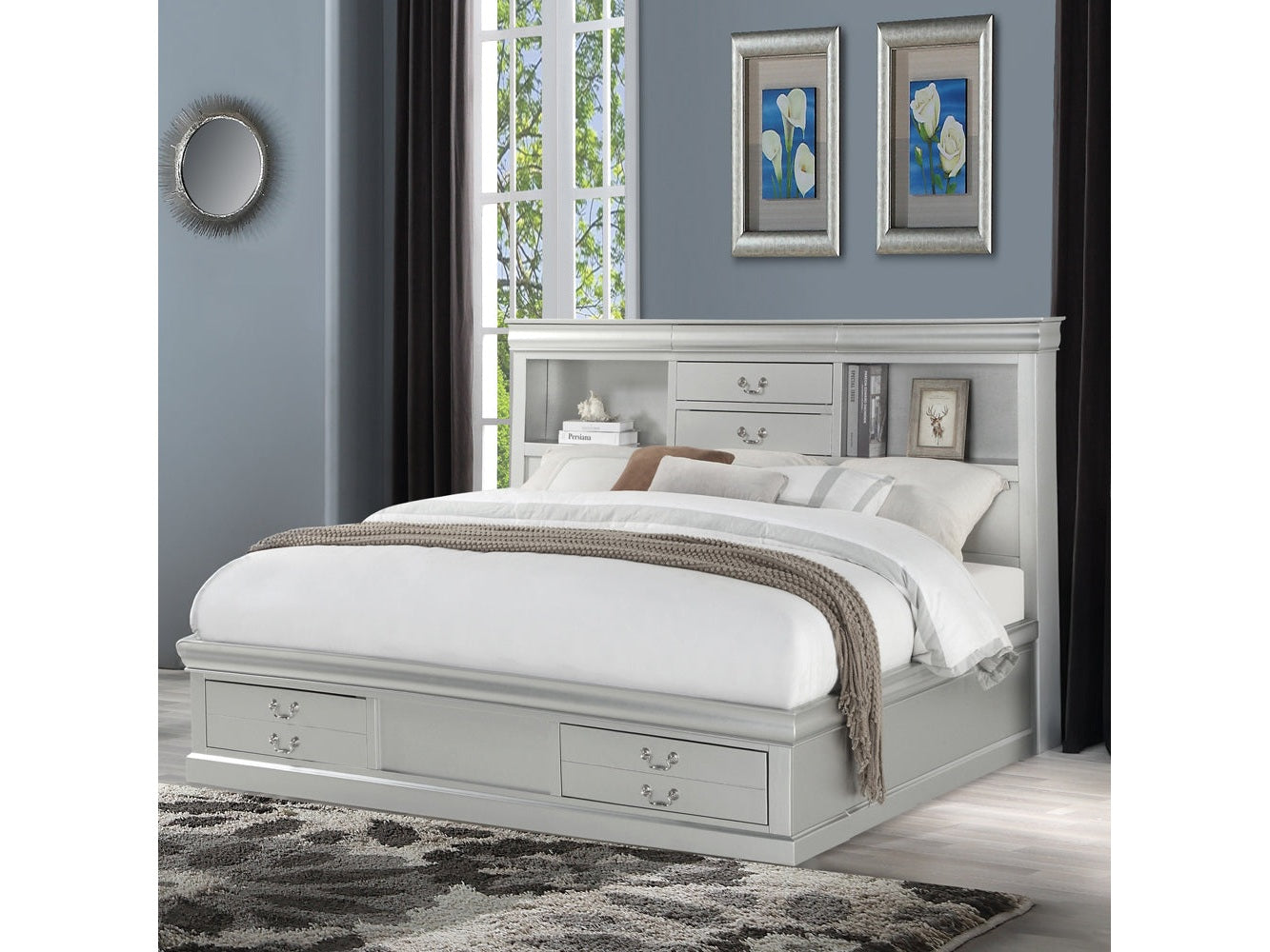 Louis Philippe IiI Platinum Queen Bed - Ornate Home