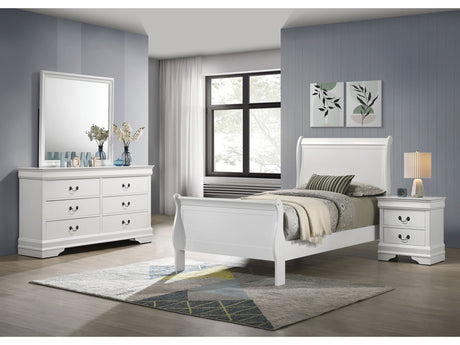 Louis Philippe White 4-piece Twin Bedroom Set - Ornate Home