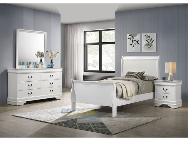 Louis Philippe White 4-piece Twin Bedroom Set - Ornate Home