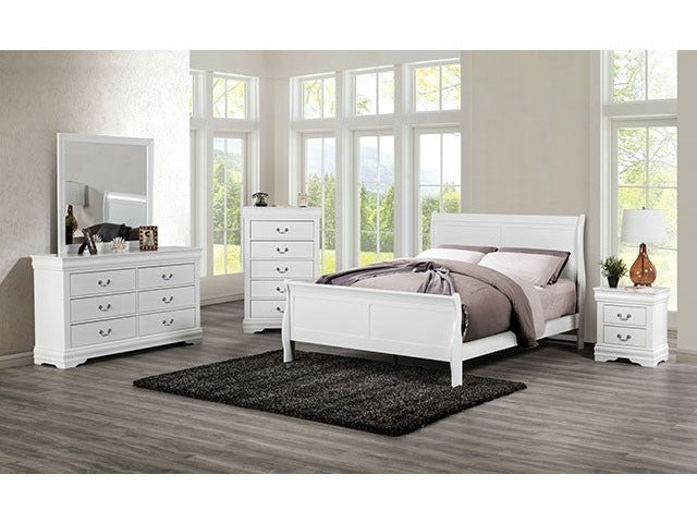 Louis Philippe White 5 Pc. Queen Bedroom Set w/ 2NS - Ornate Home