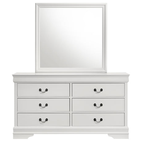 Louis Philippe White 6-drawer Dresser and Mirror - Ornate Home