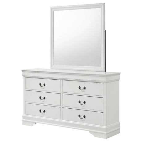 Louis Philippe White 6-drawer Dresser and Mirror - Ornate Home