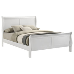 Louis  Philippe White Eastern King Sleigh Bed - Ornate Home