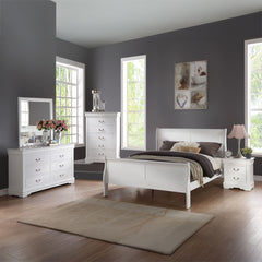 Louis Philippe White Eastern King Sleigh Bed - Ornate Home