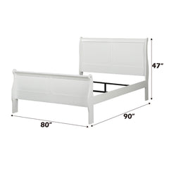 Louis Philippe White Eastern King Sleigh Bed - Ornate Home