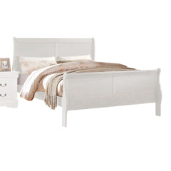 Louis Philippe White Eastern King Sleigh Bed - Ornate Home