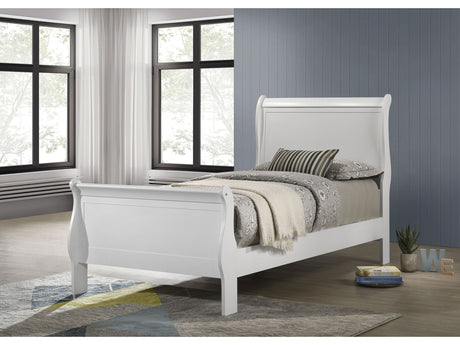 Louis Philippe White Twin Sleigh Bed - Ornate Home