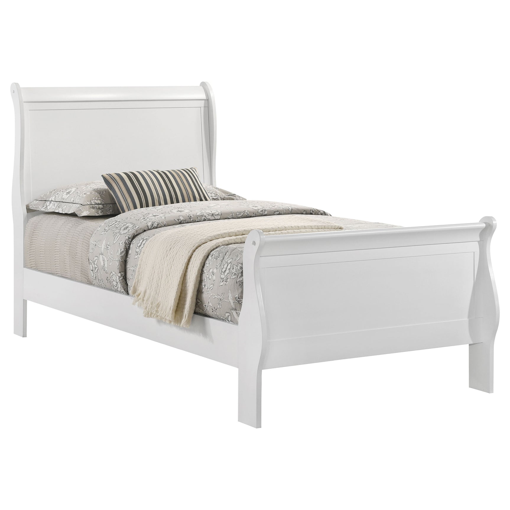 Louis Philippe White Twin Sleigh Bed - Ornate Home