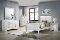 Louis Philippe White Twin Sleigh Bed - Ornate Home
