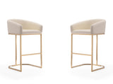 Louvre Barstool in Cream and Titanium Gold (set of 2) - Ornate Home