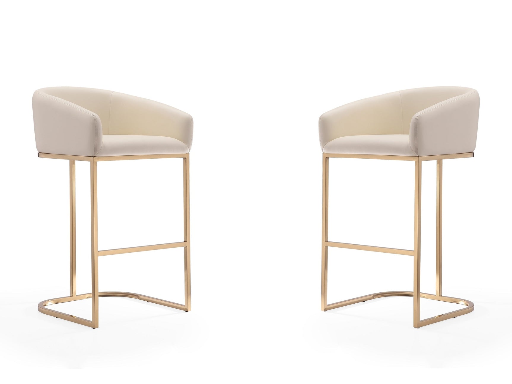 Louvre Barstool in Cream and Titanium Gold (set of 2) - Ornate Home