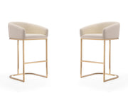 Louvre Barstool in Cream and Titanium Gold (set of 2) - Ornate Home