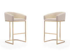 Louvre Barstool in Cream and Titanium Gold (set of 2) - Ornate Home