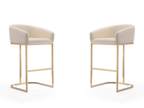 Louvre Barstool in Cream and Titanium Gold (set of 2) - Ornate Home