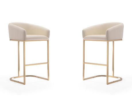 Louvre Barstool in Cream and Titanium Gold (set of 2) - Ornate Home
