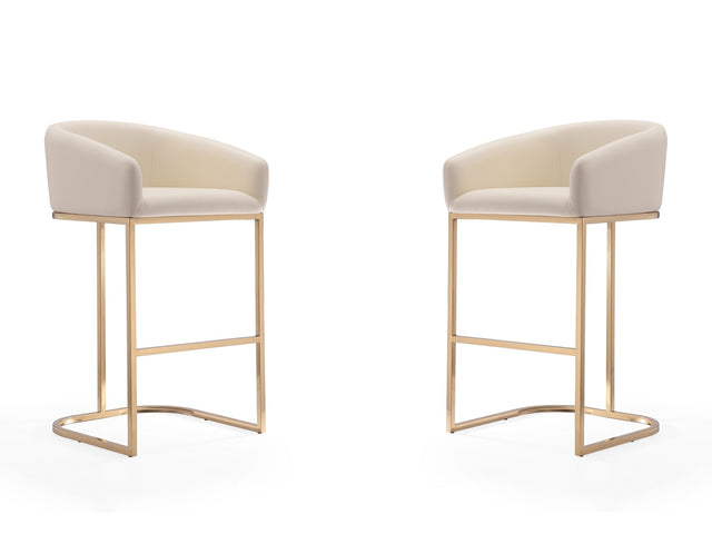Louvre Barstool in Cream and Titanium Gold (set of 2) - Ornate Home