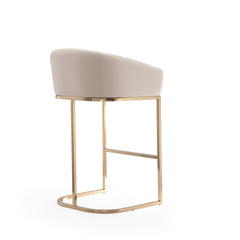 Louvre Barstool in Cream and Titanium Gold (set of 2) - Ornate Home