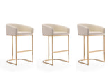 Louvre Barstool in Cream and Titanium Gold (set of 3) - Ornate Home