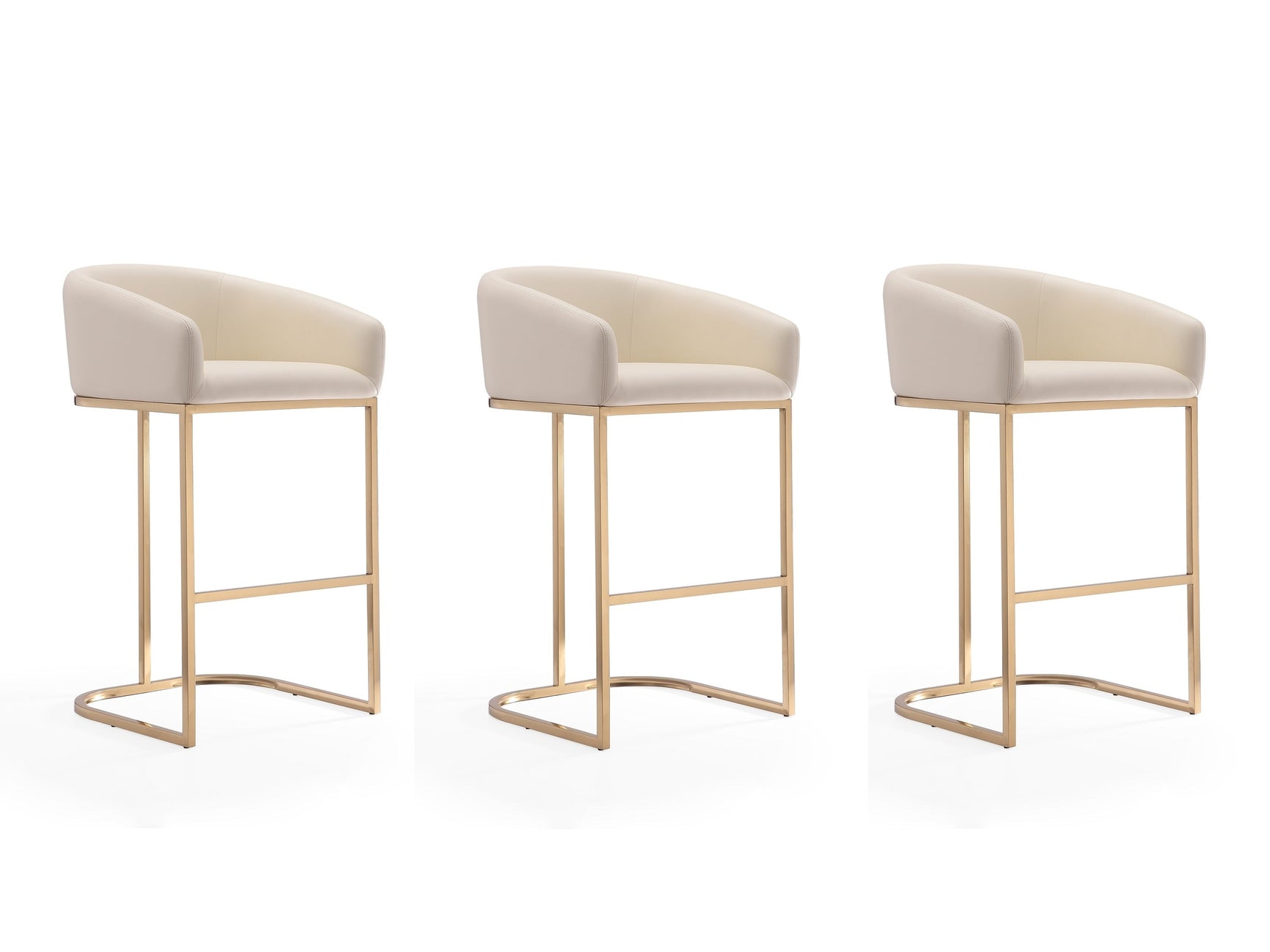 Louvre Barstool in Cream and Titanium Gold (set of 3) - Ornate Home