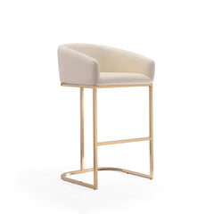 Louvre Barstool in Cream and Titanium Gold (set of 3) - Ornate Home