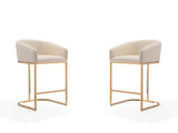 Louvre Counter Stool in Cream and Titanium Gold (set of 2) - Ornate Home