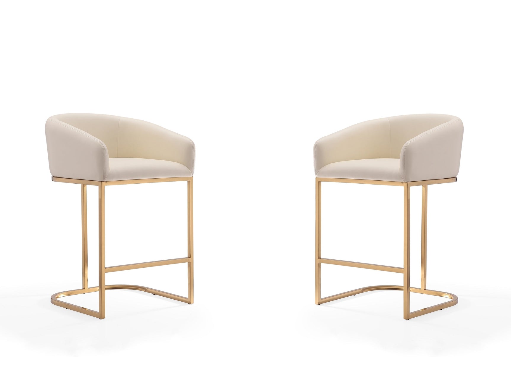 Louvre Counter Stool in Cream and Titanium Gold (set of 2) - Ornate Home