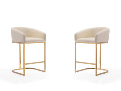 Louvre Counter Stool in Cream and Titanium Gold (set of 2) - Ornate Home