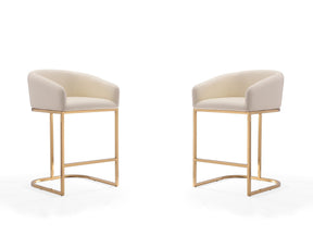 Louvre Counter Stool in Cream and Titanium Gold (set of 2) - Ornate Home