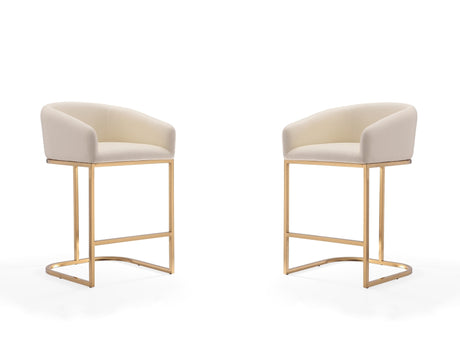 Louvre Counter Stool in Cream and Titanium Gold (set of 2) - Ornate Home