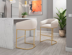 Louvre Counter Stool in Cream and Titanium Gold (set of 2) - Ornate Home