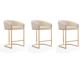 Louvre Counter Stool in Cream and Titanium Gold (set of 3) - Ornate Home