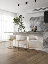 Louvre Counter Stool in Cream and Titanium Gold (set of 3) - Ornate Home