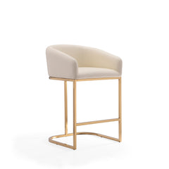 Louvre Counter Stool in Cream and Titanium Gold (set of 3) - Ornate Home